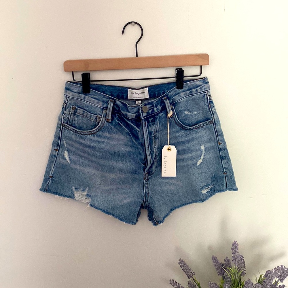 By Together Meredith High Rise Denim Shorts / button fly